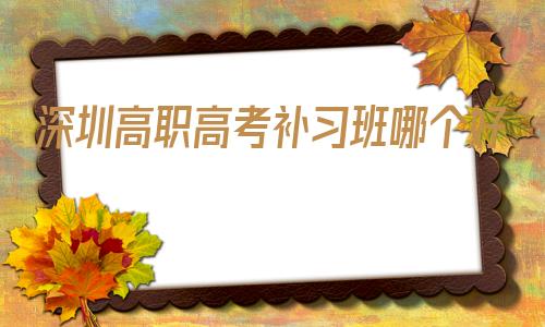 深圳高职高考补习班哪个好的简单介绍